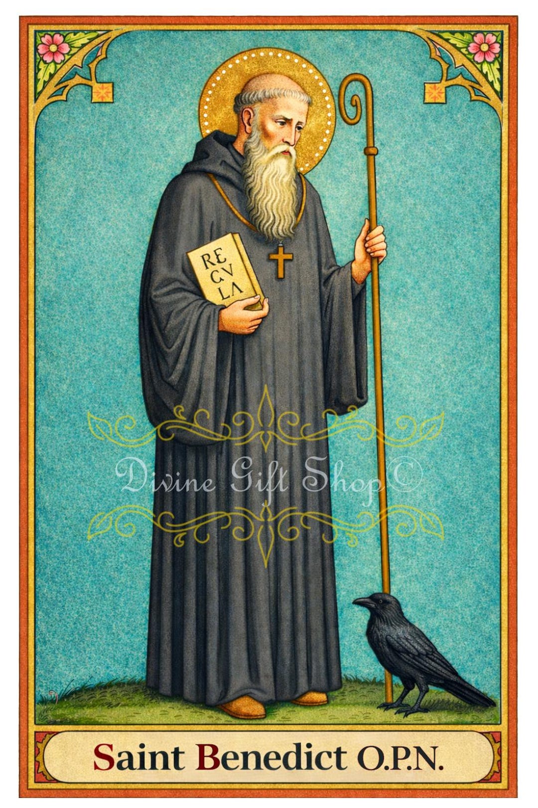 Saint Benedict of Nursia Icon Print | Protection Against Evil - Etsy