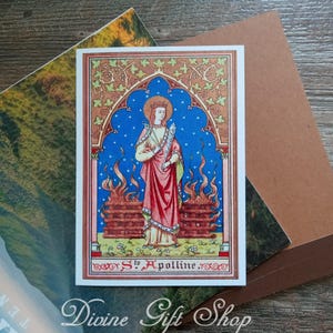 St. Apollonia-pictogramafdruk | Sainte-Apolline-afdruk | Patroonheilige van tandartsen en tandproblemen | Katholiek kunstwerk | Katholieke schatten