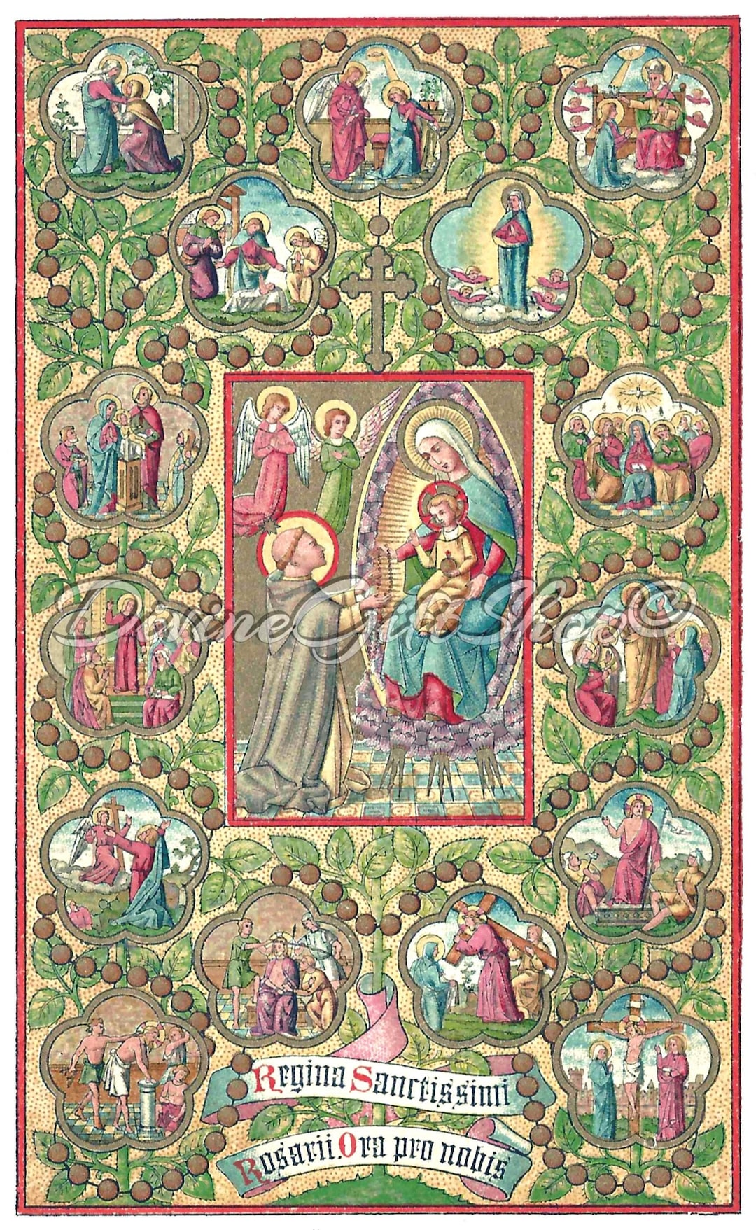 Mysteries of the Rosary Icon Print | Saint Dominic & Our Lady - Etsy