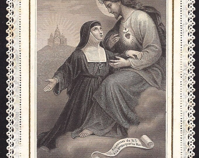 18c Antique Sacred Heart of Jesus French Lace Holy Card With - Etsy