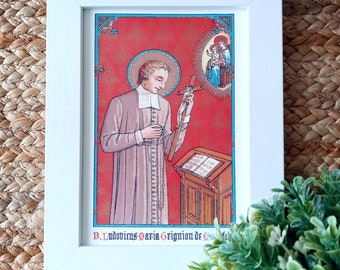 St. Louis Marie Grignon de Montfort Icon Print; Patron Saint of Devotion to The Blessed Virgin Mary; Beautiful Catholic Artwork; Saint Print