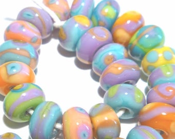 ISLAND BABIES Handmade Lampwork Beads - Purple Coral Blue Green Orange  - Teeny TINY Beads