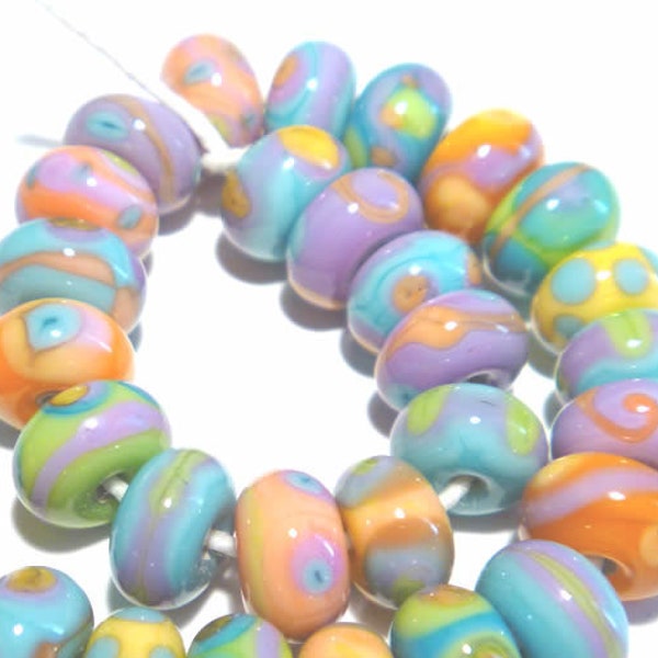 ISLAND BABIES Handmade Lampwork Beads - Purple Coral Blue Green Orange  - Teeny TINY Beads