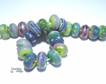 SONOMA Handmade Lampwork Beads  Purple Green Lime Lavender  +++++  - Organic