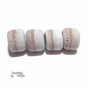 DESERT ROX 18  Lampwork Bead Set Handmade - Matte Ancient Look Beach Glass - Dove Grey Blush  - Barrels