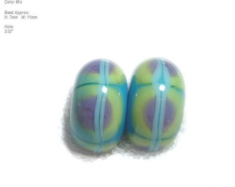 PAIRS 97 Lampwork Bead Pair Handmade Turquoise Blue Green Purple   -  Matched beads  - Set of 2