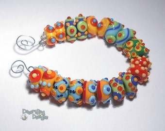 HATCHLINGS Handmade Lampwork Beads - Red Blue Green Yellow - Paired Sets - Bold and Funky!