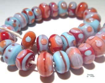 LA VIDA BABIES Handmade Lampwork Beads - Pink Aqua Blue Red Coral   - Teeny TinyBeads