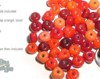 ACCENT Handmade Lampwork Beads 15 Spacers Reds Mix of Red Dark Red Coral by Desert Bug Designs