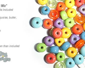 ACCENT Handmade Lampwork Beads 15 Spacers Island Mix by DesertBug Designs