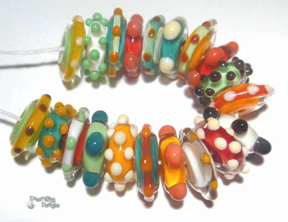 WITCHES BREW Handmade Lampwork Beads Halloween Spooks Shapes Whimsical  Set of 17