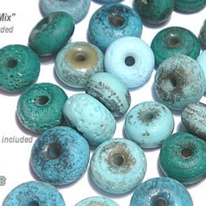 ACCENT Handmade Lampwork Beads 15 Spacers Ancient Turquoise Blue Rustic Matte Finish by Desert Bug Designs