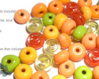 ACCENT Handmade Lampwork Beads 15 Spacers Summer Melon Colors Mix by DesertBug Designs