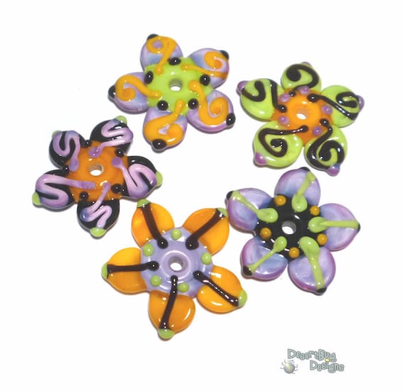 WITCHES BREW Handmade Lampwork Beads Halloween Spooks Shapes Whimsical Set of 17