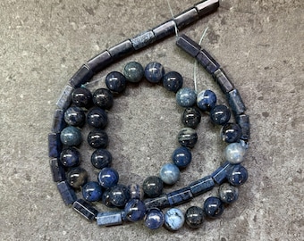 Dumortierite Beads | matched set • color coordinated • two shapes • jewelry making supplies [B004]