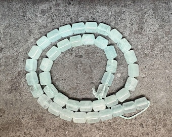 Aquamarine Beads | barrel shape • jewelry making supplies [B014]