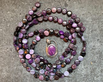 Sugilite Beads | matched set • pendant • coin shape • you choose • jewelry making supplies [B013]