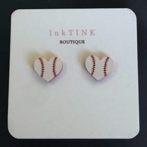 Baseball Heart Stud Earrings