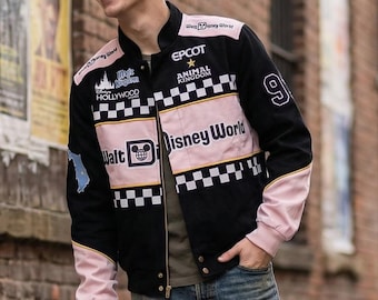 Blouson de course aviateur Walt Disney World vintage, streetwear Epcot Animal Kingdom Hollywood Studios, tenues aviateur oversize unisexe Disney