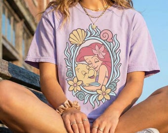Camiseta vintage de Ariel y Flounder Atlantica Bestie, camiseta de La Sirenita de Disney, camiseta de Princesas Disney, camiseta de Magic Kingdom, camiseta de Disneyland