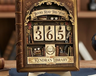 Custom Name Retro Book Shaped Book Tracker Sign, Personalized Book Lover Gift, Vintage Book Read This Year Counter, Bookish Home Decor