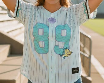 Disney The Little Mermaid Ariel Baseball Jersey, Ariel Flounder Sport Jersey, Seashell Mermaid Jersey, Disney Matching Trip Outfit
