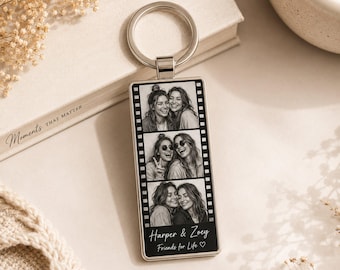 Custom Best Friend Photo Film Strip Keychain, Personalized Photo Booth Bestie Keychain, Friendship Gift, Birthday Gift, Christmas Gift