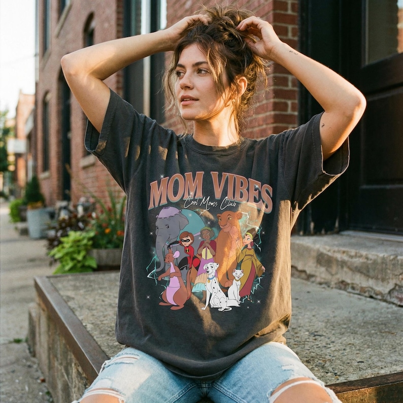 Vintage Disney Mom Vibes Portrait T-shirt, Queen Sarabi Duchess Perdita Kanga Mrs. Jumbo Shirt, Disneyland Mother's Day Tee, Gift For Mama image 1
