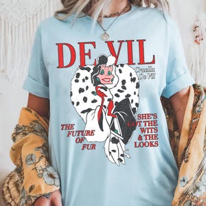 Vintage Cruella De Vil Magazine Cover T-Shirt, Disney 101 Dalmatians Villain Shirt, Magic Kingdom Outfit, Disneyland Girl Trip Matching Tee image 12