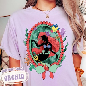 Disney Little Mermaid Ariel T-Shirt, Coquette Princess Silhouette Tee, Flounder Bow Shirt, Disney Princess Tee, Disneyland Girl Trip 2025