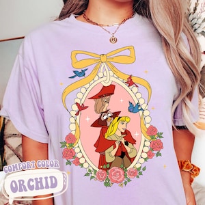 Disney Sleeping Beauty Aurora Coquette Bow T-Shirt, Aurora Woodland Friends Tee, Disney Aurora Shirt, Disney Princess Tee, Disney Girl Trip