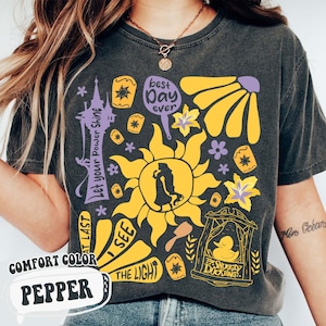 Disney Tangled Rapunzel Boho Groovy Floral T-Shirt, Snuggly Duckling Shirt, Disney Tangled Shirt, Disney Princess Tee, Disney Girl Trip Tee