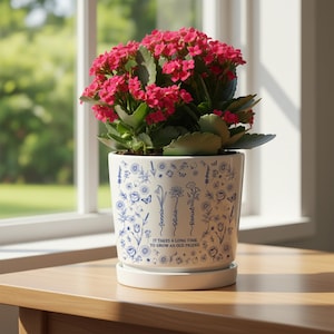 Personlig födelsemånadsblomma mormors trädgårdsblomkruka, ta lång tid att odla en gammal vän plantering, mors dag-present, present till mamma