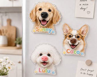 Custom Pet Dog Photo Dog Nose Anti-Collision Acrylic Fridge Magnet, Personalized Pet Portrait Fridge Magnet, Pet Lover Gift