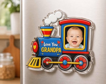 Custom Kid Face Vehicle Fridge Acrylic Magnet, Personalized Baby Photo Portrait Magnet, Gift For Mom Dad, Grandpa Gift From Grandkid