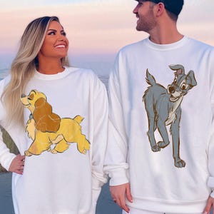 Retro Lady And The Tramp Strut Sketch Couple Matching T-shirt, Disney Lady And The Tramp Couple Shirt, Disney Dogs Tee, Disney Couple Gift
