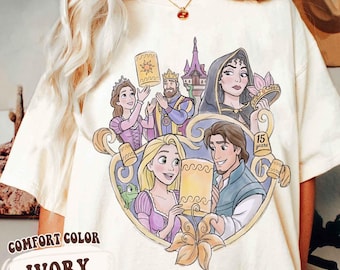 Disney Watercolor Tangled 15Th Anniversary Shirt, Rapunzel Flynn Rider Mother Gothel Pascal King Frederic Queen Arianna Tee