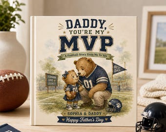 Álbum de fotos personalizado de un oso futbolista para papá e hijo, recuerdo para papá aficionado al fútbol, regalo para el Día del Padre 2026, regalo para papá, libro de cuentos de osos deportivos
