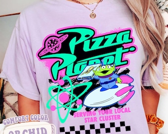 Camiseta de Toy Story de Disney Pizza Planet, camiseta divertida de extraterrestre, camiseta de Toy Story de Pixar, camiseta de Star Cluster local, atuendo para viaje a Disneyland