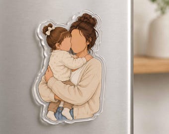 Custom Photo Family Acrylic Magnet, Personalized Family Picture Fridge Magnets, Faceless Portrait Magnet, Gift For Dad Mom, Family Keepsake