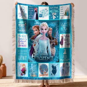 Disney Frozen 2 Woven Blanket, Princess Elsa Fleece Blanket, Disney Birthday Girl Gift, Kids Disney Blanket, Disney Home Decor