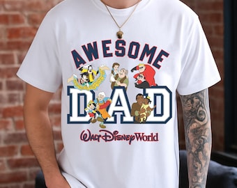 Retro Disney Awesome Dad Characters Group T-Shirt, Disney Dad Life Shirt, Disney Father’s Day 2026 Tee, Best Dad Ever Gift, Gift For Dad