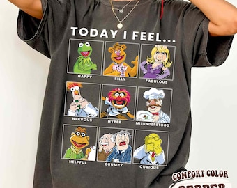 Vintage The Muppets Today I Feel All Character T-shirt, Kermit Miss Piggy Fozzie Animal Gonzo Shirt, The Muppets Tee, Disneyland Trip Tee