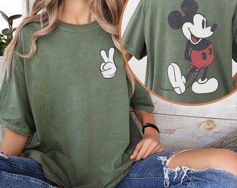 Two Sided Mickey & Friends Classic Pose T-shirt, Mickey Mouse Vintage Portrait Tee, Disney Mickey Mouse, Disneyland Trip, Gift For Boy Girl