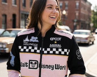 Blouson de course aviateur Walt Disney World vintage, streetwear Epcot Animal Kingdom Hollywood Studios, tenues aviateur oversize unisexe Disney