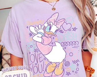 Camiseta con dibujo de la Pata Daisy de Disney, camiseta vintage de Daisy, camiseta de la Pata Daisy, camiseta de Daisy de Disney, viaje de Disney para chicas, regalo para ella, regalo para tu mejor amiga