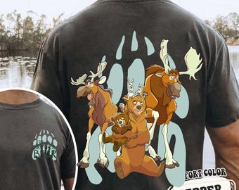 Camiseta Disney de dos caras con el Hermano Oso, Kenai y Koda, Rutt y Tuke Moose, Familia de Osos, Viaje a Magic Kingdom, Regalo para Hermanos