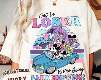 Camiseta de Disney Mickey y sus amigos de los cuatro parques, camiseta "Entra, perdedor, vamos de parque en parque", camiseta de Mickey, Minnie y Donald, camiseta de vacaciones en Disneyland