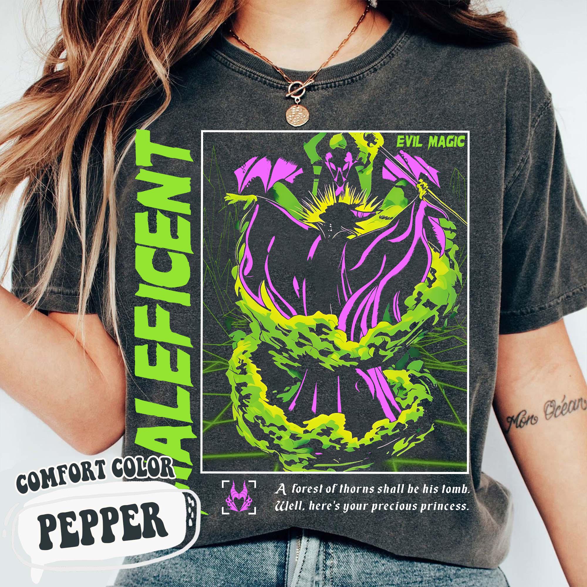 Disney Maleficent Villain Neon Psychedelic T-Shirt, Sleeping Beauty Tee, A Forest Of Thorns Shall Be His Tomb Tee, Disney Villains Tee