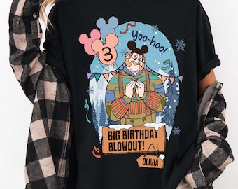 Custom Name And Age Frozen Oaken Yoohoo Big Birthday Blowout T-shirt, Oaken Mouse Balloons Shirt, Funny Frozen Tee, Disney Birthday Kid Tee
